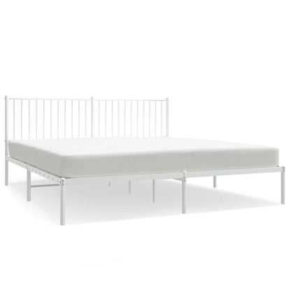 vidaXL Metal Bed Frame without Mattress with Headboard White 183x213cm 2
