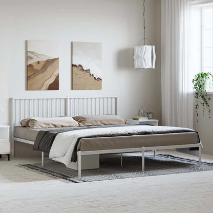 vidaXL Metal Bed Frame without Mattress with Headboard White 183x213cm 3