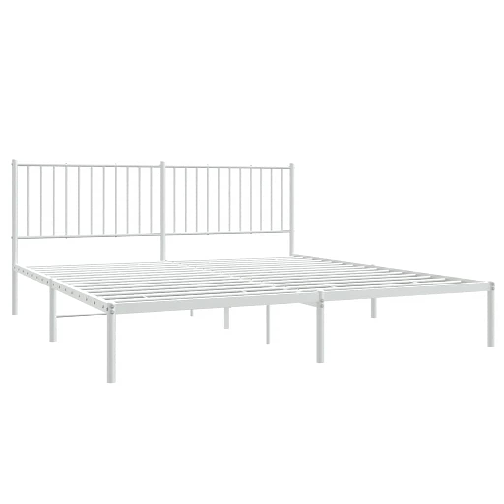 vidaXL Metal Bed Frame without Mattress with Headboard White 183x213cm 4