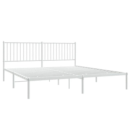 vidaXL Metal Bed Frame without Mattress with Headboard White 183x213cm 4