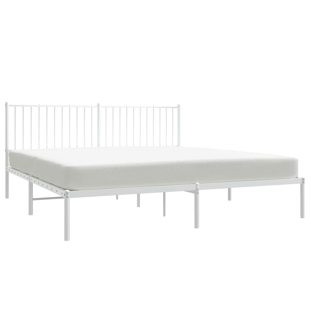 vidaXL Metal Bed Frame without Mattress with Headboard White 183x213cm 6