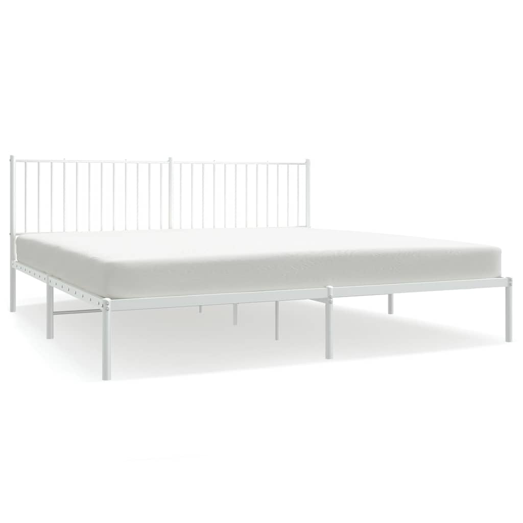 vidaXL Metal Bed Frame without Mattress with Headboard White 193x203cm 2