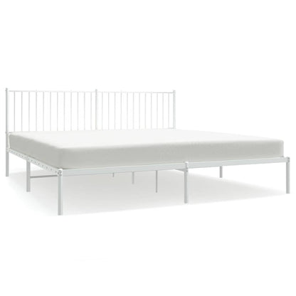 vidaXL Metal Bed Frame without Mattress with Headboard White 193x203cm 2