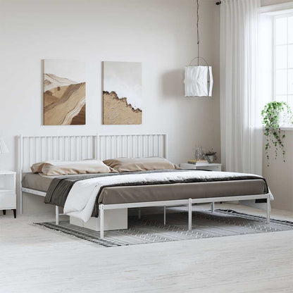 vidaXL Metal Bed Frame without Mattress with Headboard White 193x203cm 3