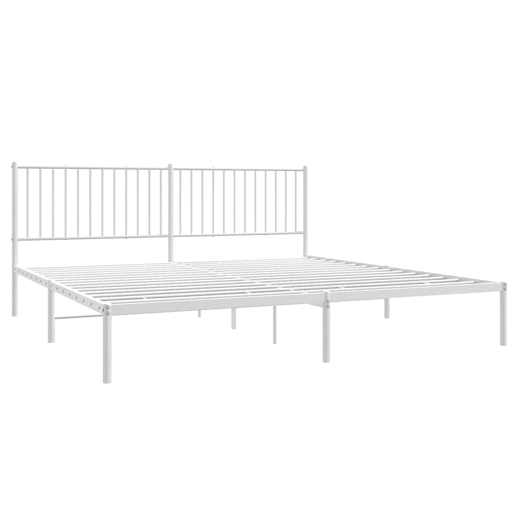 vidaXL Metal Bed Frame without Mattress with Headboard White 193x203cm 4