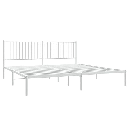vidaXL Metal Bed Frame without Mattress with Headboard White 193x203cm 4