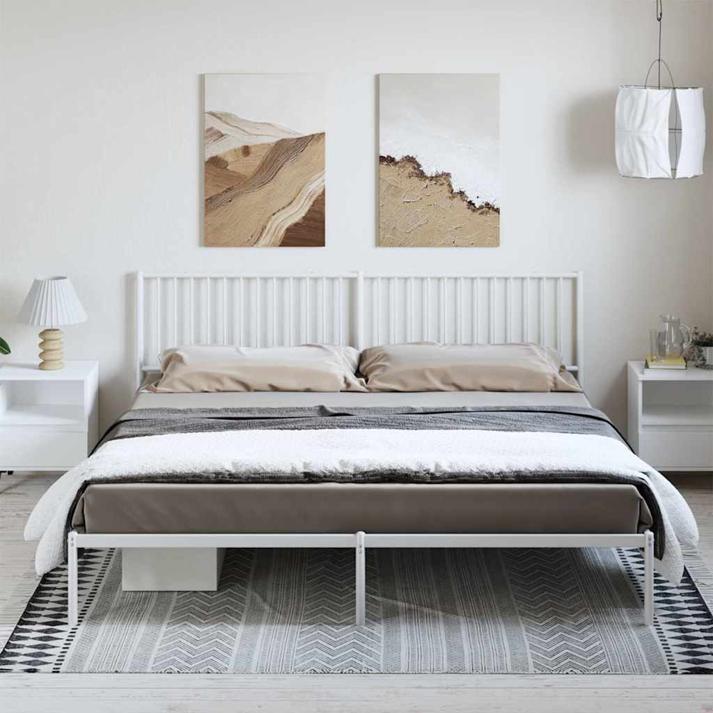 vidaXL Metal Bed Frame without Mattress with Headboard White 193x203cm 5