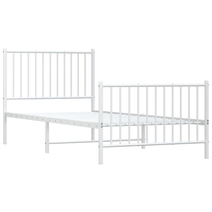 vidaXL Metal Bed Frame without Mattress with Footboard White 90x200cm 3