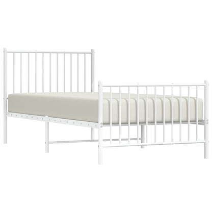 vidaXL Metal Bed Frame without Mattress with Footboard White 90x200cm 4