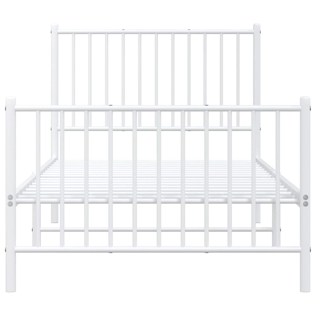 vidaXL Metal Bed Frame without Mattress with Footboard White 90x200cm 5