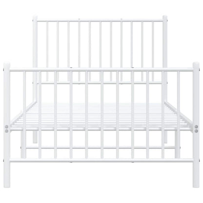 vidaXL Metal Bed Frame without Mattress with Footboard White 90x200cm 5