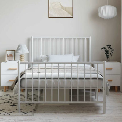 vidaXL Metal Bed Frame without Mattress with Footboard White 100x190cm 3
