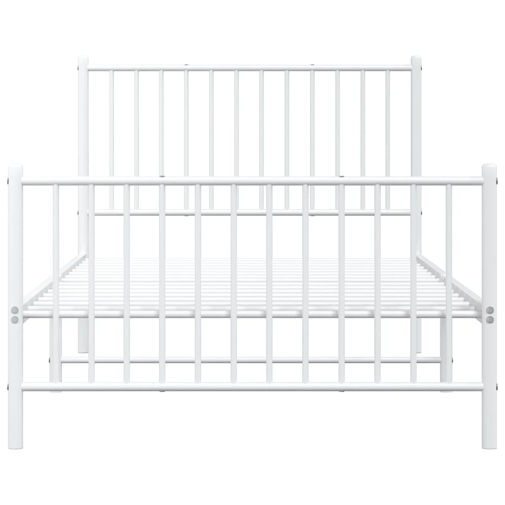 vidaXL Metal Bed Frame without Mattress with Footboard White 100x190cm 6