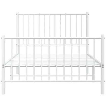 vidaXL Metal Bed Frame without Mattress with Footboard White 100x190cm 6