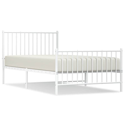 vidaXL Metal Bed Frame without Mattress with Footboard White 100x200cm 2