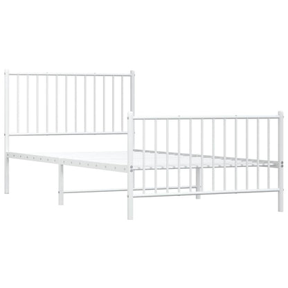 vidaXL Metal Bed Frame without Mattress with Footboard White 100x200cm 4