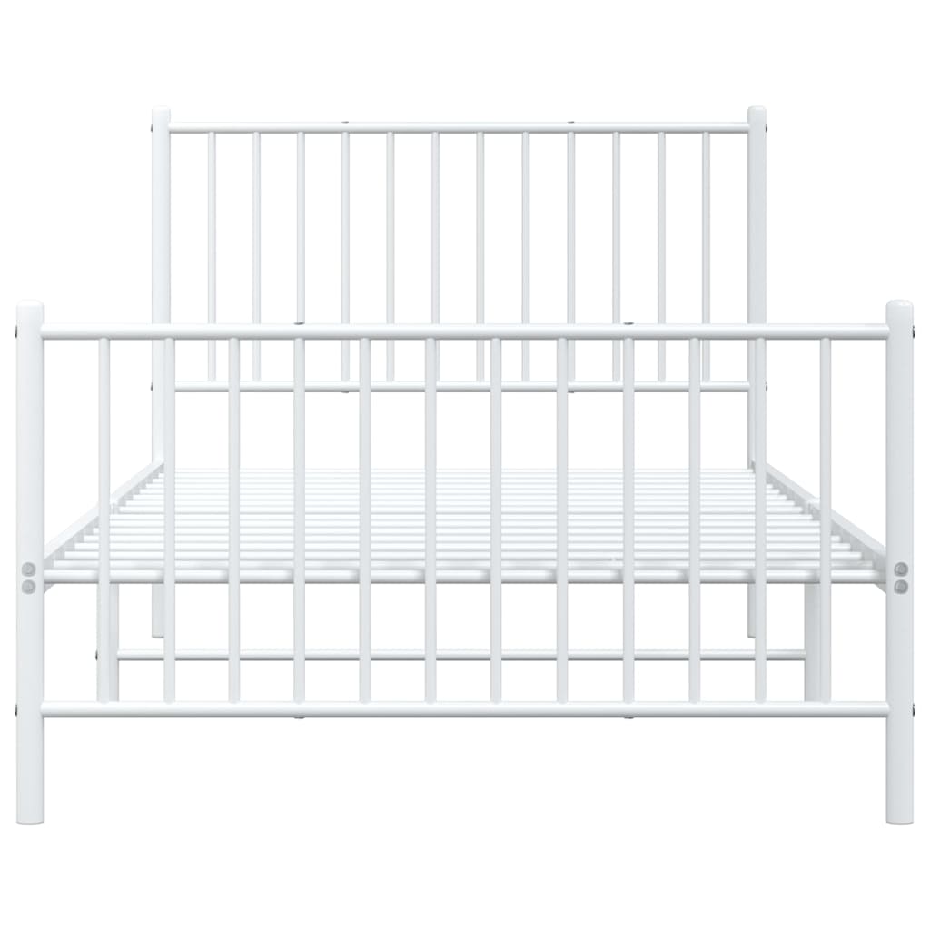 vidaXL Metal Bed Frame without Mattress with Footboard White 100x200cm 6