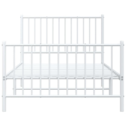 vidaXL Metal Bed Frame without Mattress with Footboard White 100x200cm 6