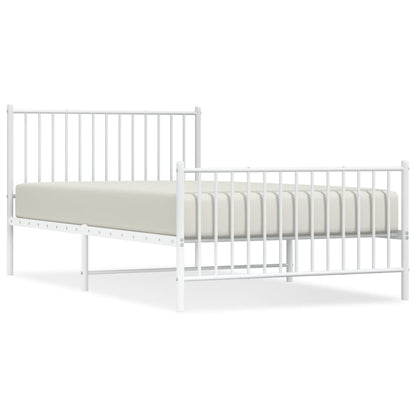 vidaXL Metal Bed Frame without Mattress with Footboard White 107x203cm 2