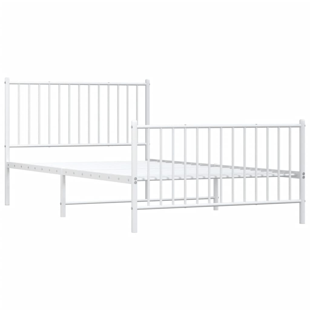 vidaXL Metal Bed Frame without Mattress with Footboard White 107x203cm 3