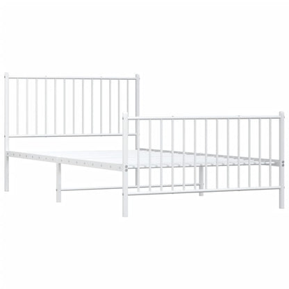 vidaXL Metal Bed Frame without Mattress with Footboard White 107x203cm 3