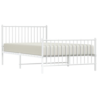 vidaXL Metal Bed Frame without Mattress with Footboard White 107x203cm 4