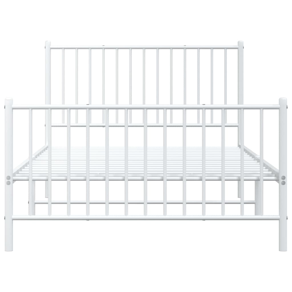 vidaXL Metal Bed Frame without Mattress with Footboard White 107x203cm 5