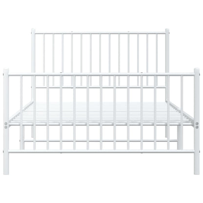vidaXL Metal Bed Frame without Mattress with Footboard White 107x203cm 5