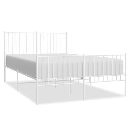 vidaXL Metal Bed Frame without Mattress with Footboard White 135x190cm 2