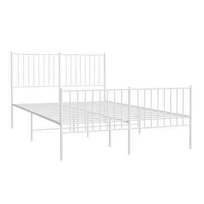 vidaXL Metal Bed Frame without Mattress with Footboard White 135x190cm 4