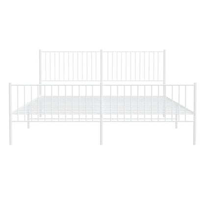 vidaXL Metal Bed Frame without Mattress with Footboard White 193x203cm 6
