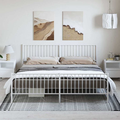 vidaXL Metal Bed Frame without Mattress with Footboard White 193x203cm 1