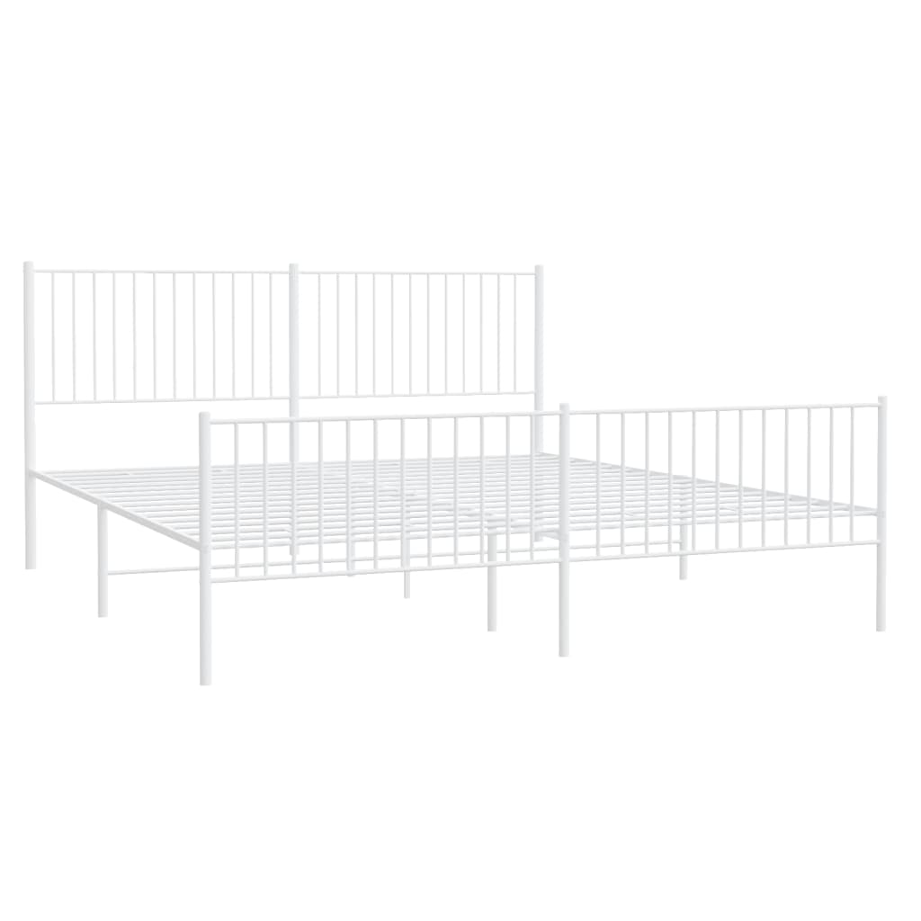 vidaXL Metal Bed Frame without Mattress with Footboard White 200x200cm 3