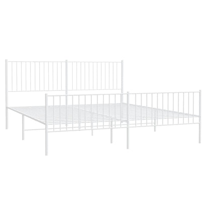 vidaXL Metal Bed Frame without Mattress with Footboard White 200x200cm 3