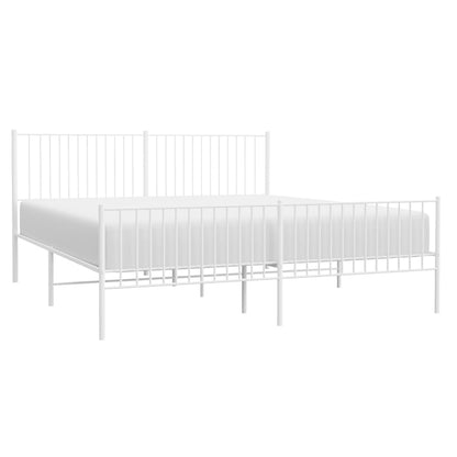 vidaXL Metal Bed Frame without Mattress with Footboard White 200x200cm 4