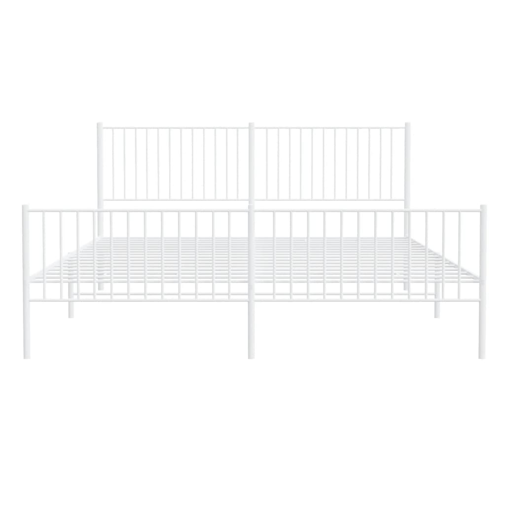 vidaXL Metal Bed Frame without Mattress with Footboard White 200x200cm 5