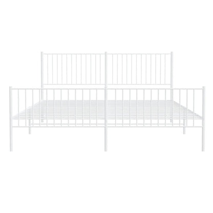 vidaXL Metal Bed Frame without Mattress with Footboard White 200x200cm 5