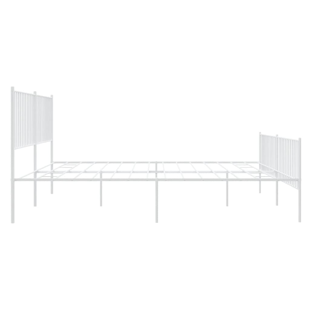 vidaXL Metal Bed Frame without Mattress with Footboard White 200x200cm 6