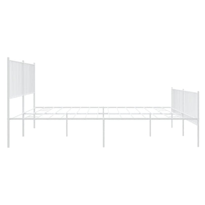 vidaXL Metal Bed Frame without Mattress with Footboard White 200x200cm 6
