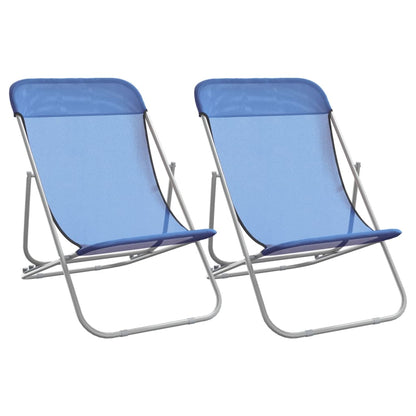 vidaXL Folding Beach Chairs 2 pcs Blue Textilene&Powder-coated Steel 2
