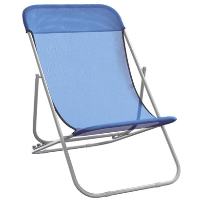 vidaXL Folding Beach Chairs 2 pcs Blue Textilene&Powder-coated Steel 3