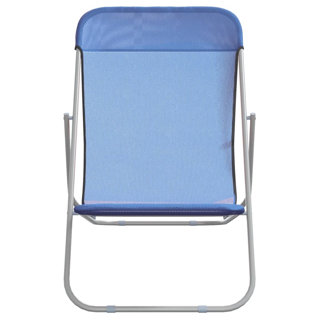 vidaXL Folding Beach Chairs 2 pcs Blue Textilene&Powder-coated Steel 4
