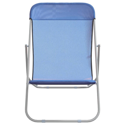 vidaXL Folding Beach Chairs 2 pcs Blue Textilene&Powder-coated Steel 4