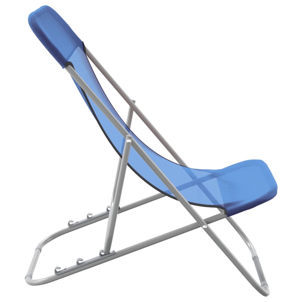 vidaXL Folding Beach Chairs 2 pcs Blue Textilene&Powder-coated Steel 5