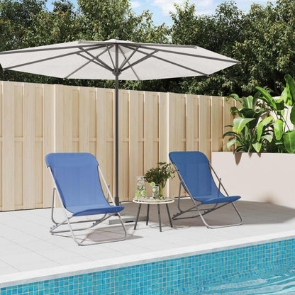 vidaXL Folding Beach Chairs 2 pcs Blue Textilene&Powder-coated Steel 1