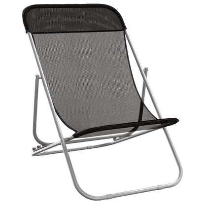 vidaXL Folding Beach Chairs 2 pcs Black Textilene&Powder-coated Steel 3