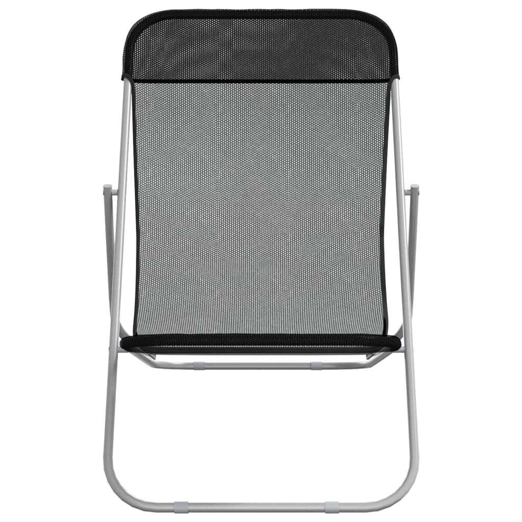 vidaXL Folding Beach Chairs 2 pcs Black Textilene&Powder-coated Steel 4