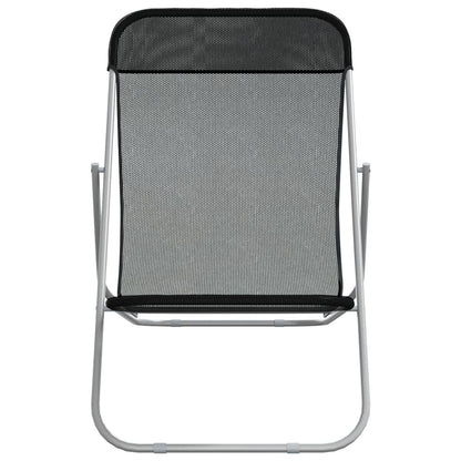 vidaXL Folding Beach Chairs 2 pcs Black Textilene&Powder-coated Steel 4