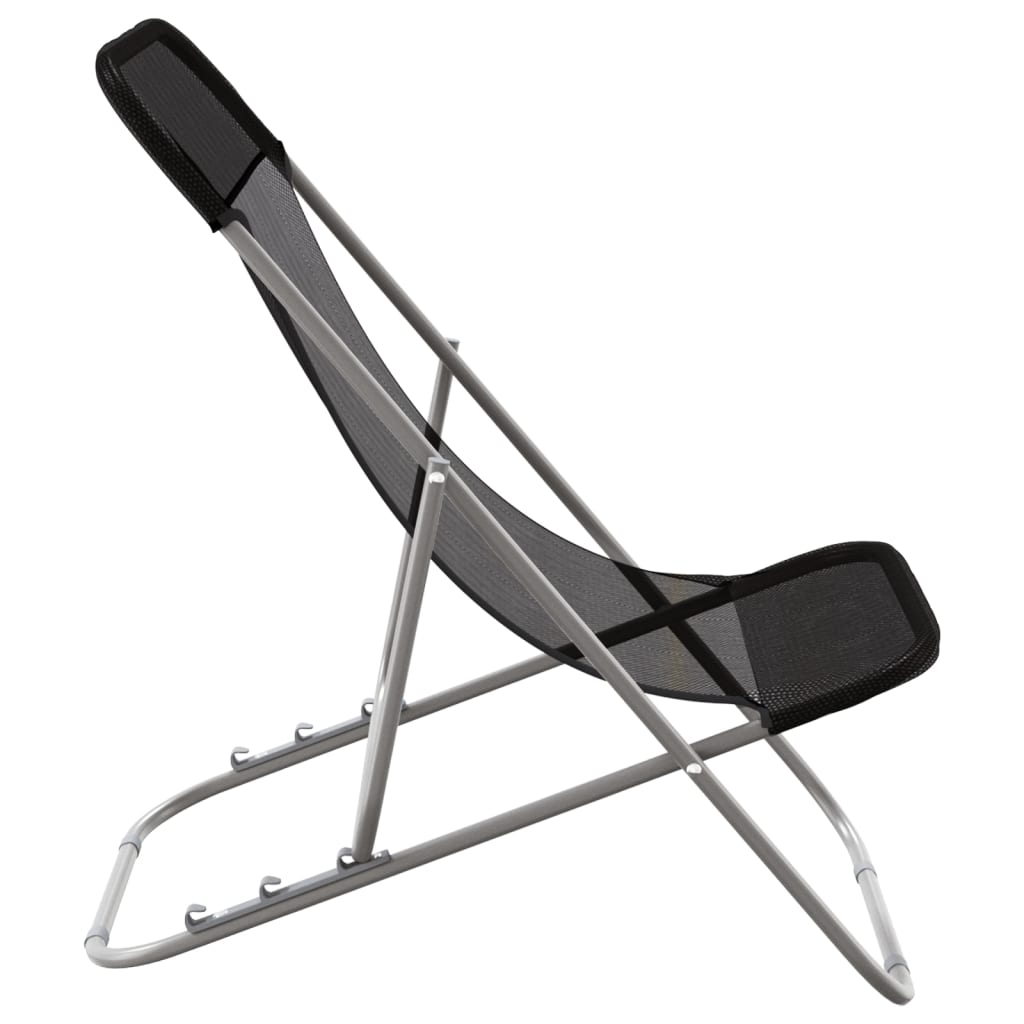 vidaXL Folding Beach Chairs 2 pcs Black Textilene&Powder-coated Steel 5