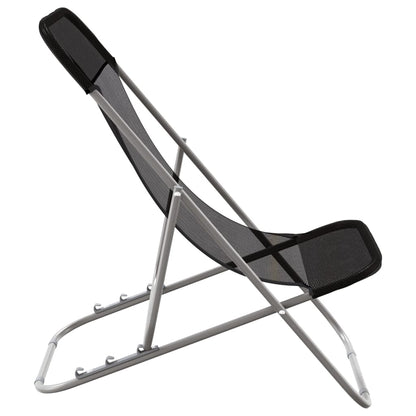 vidaXL Folding Beach Chairs 2 pcs Black Textilene&Powder-coated Steel 5